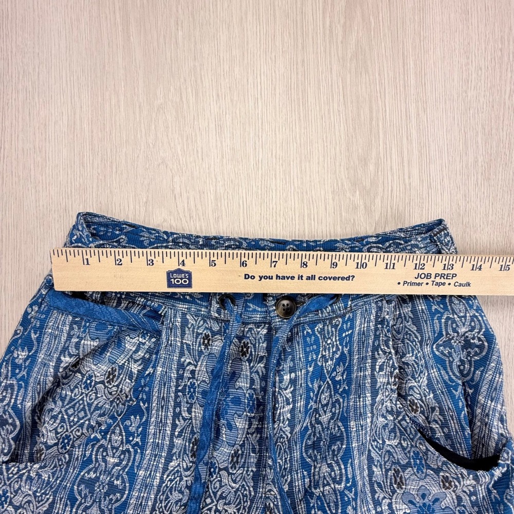 Free People Blue Medallion Stripe Wide Leg Boho Pants Linen Blend Size 0 - Picture 6 of 11